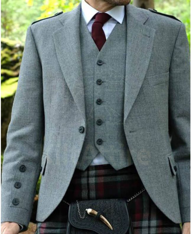 Argyll Kilt Jacket & Waistcoat Light Grey 