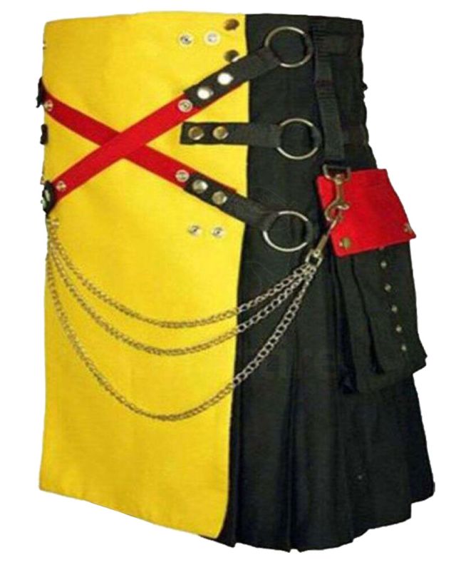 Black Fashion Gothic Utility Kilt