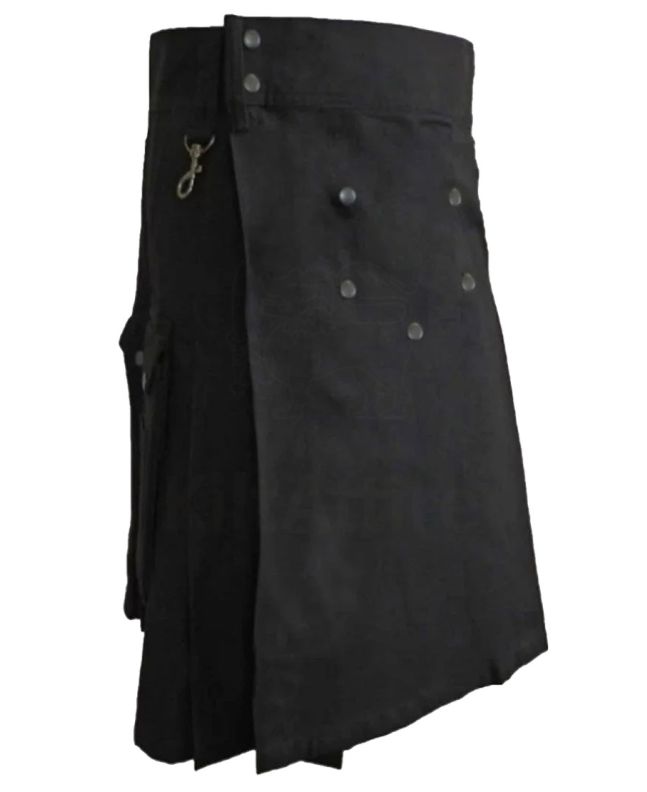 Black Long Women's Utility Kilt Side