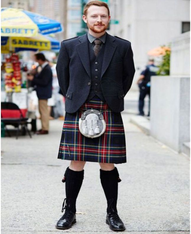 Black Stewart Tartan Argyll Kilt Outfit 