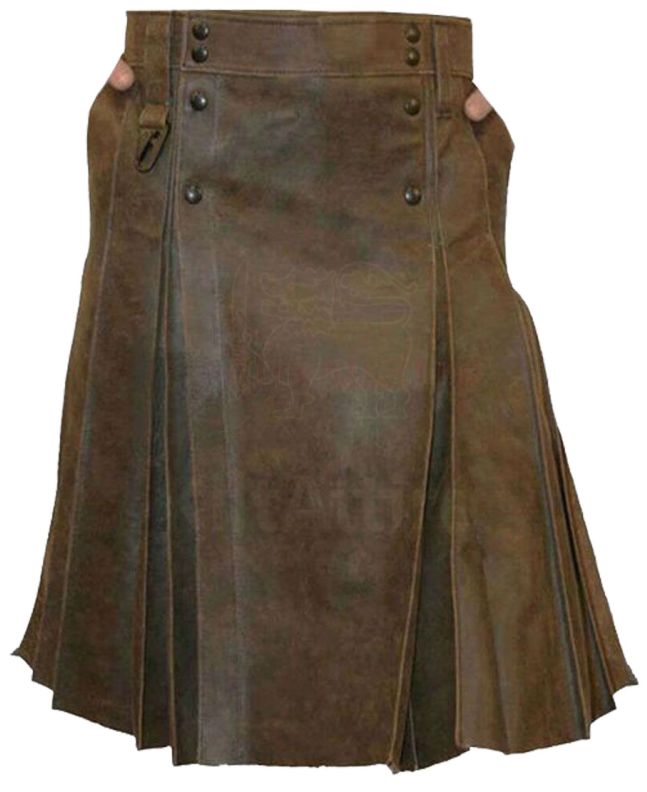 Brown Genuine Leather Kilt