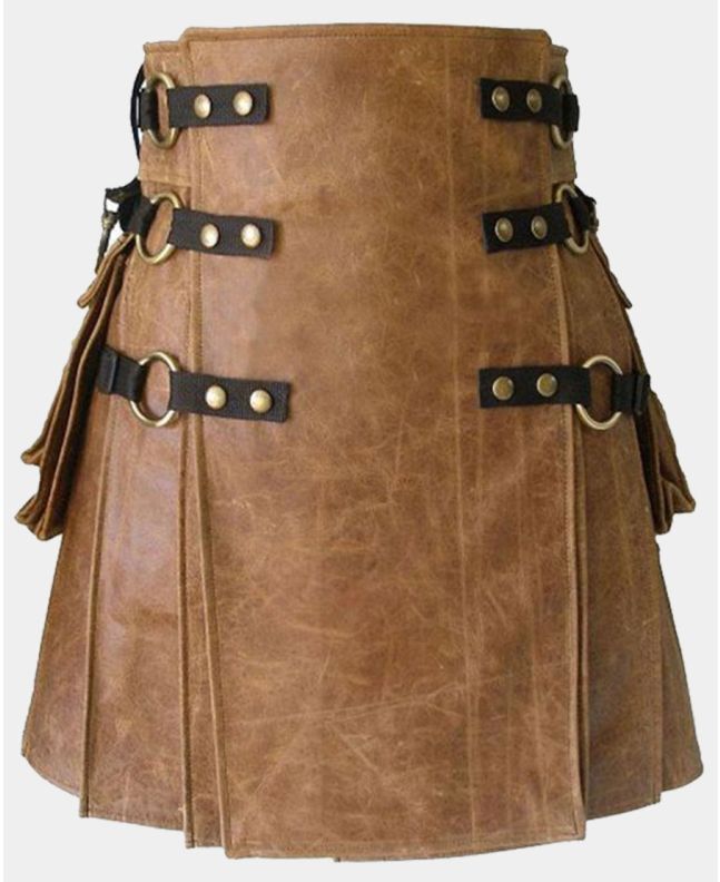 Brown Leather Gothic Kilt