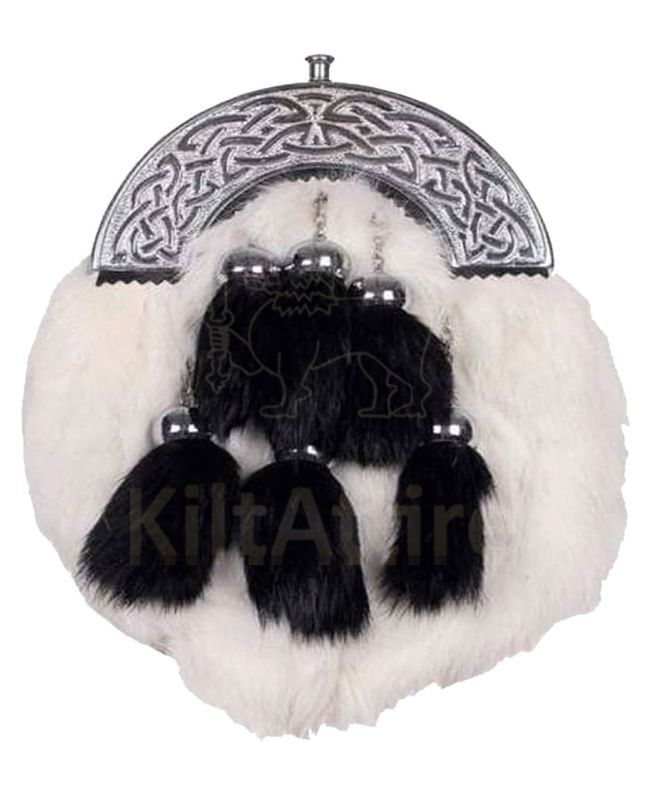 Celtic Cantle Rabbit Fur Sporran 