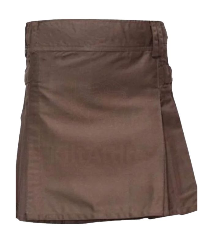 Chocolate Brown Back Pocket Utility Kilt 