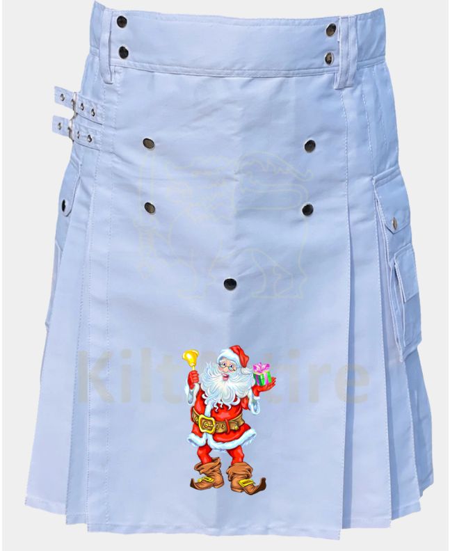 Christmas White Santa With Gifting Bell Utility Kilt