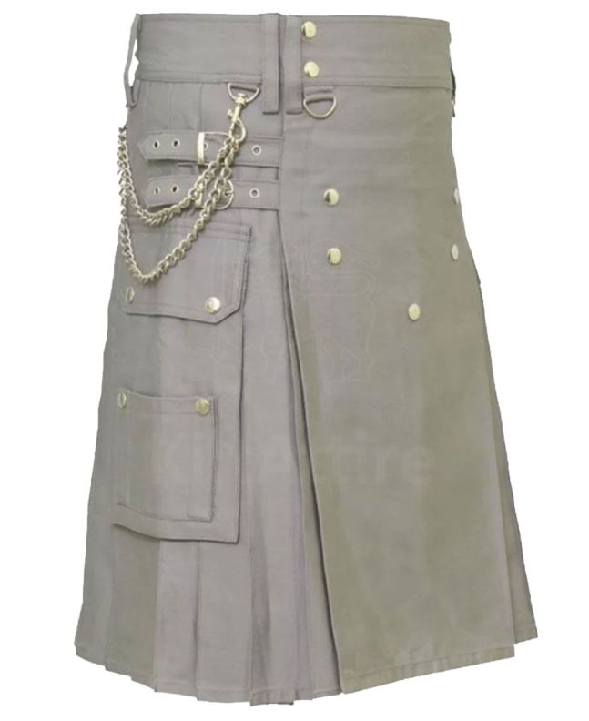Classic Men Grey Utility Kilt
