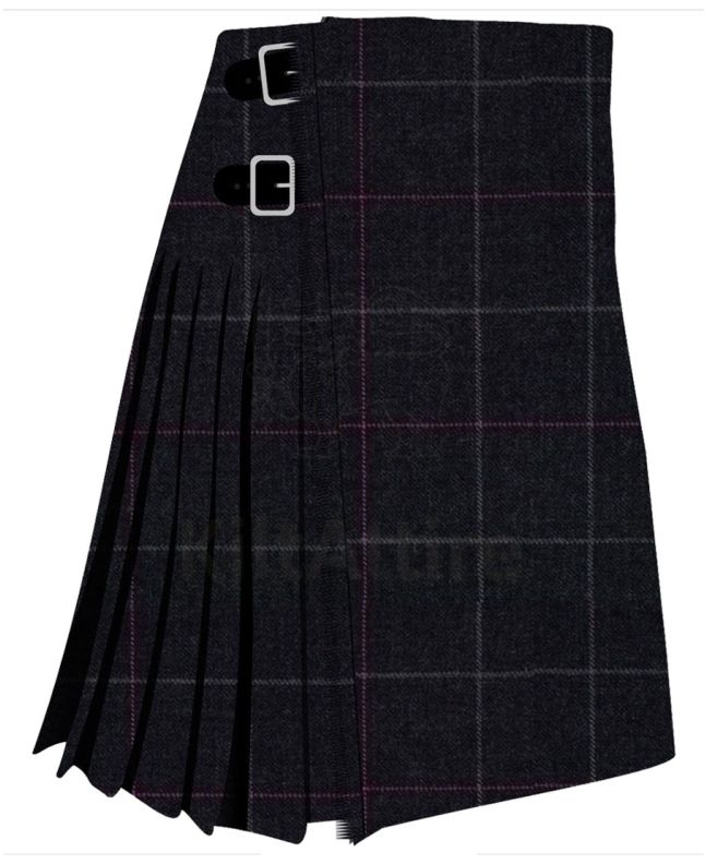 Clunie Charcoal Modern Tartan Kilt 