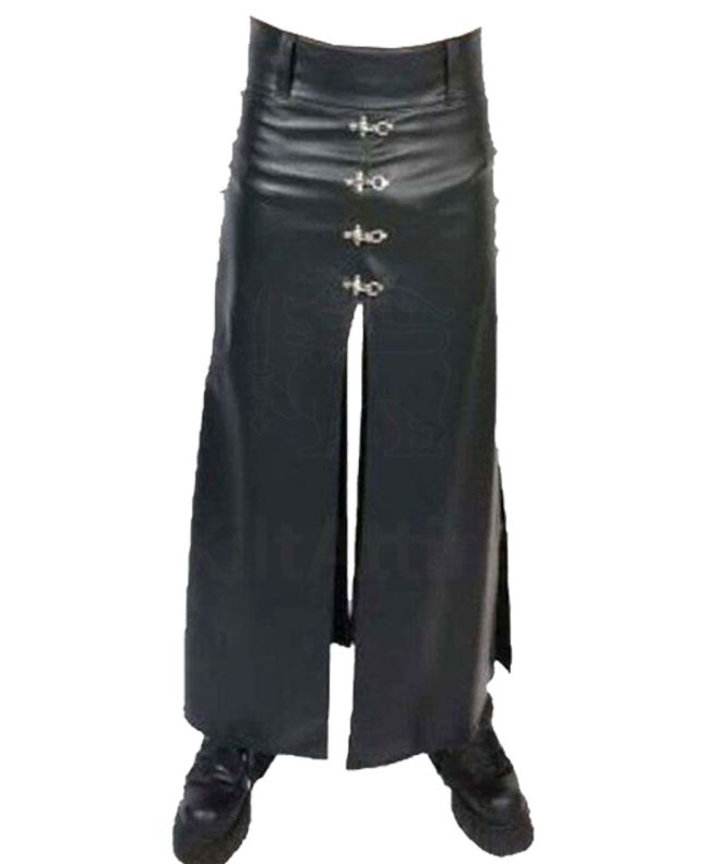 Long Hip Hugging Leather Kilt 