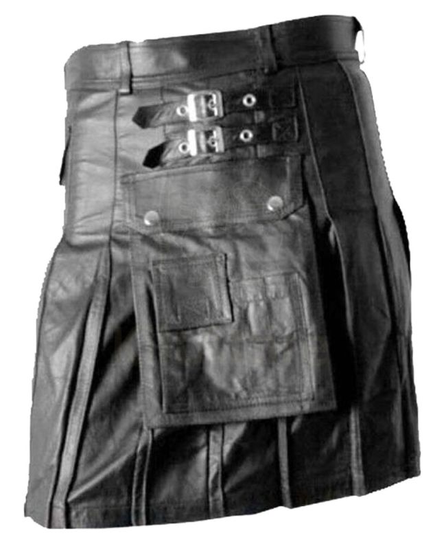 Mens Buckled Style Leather Kilt 