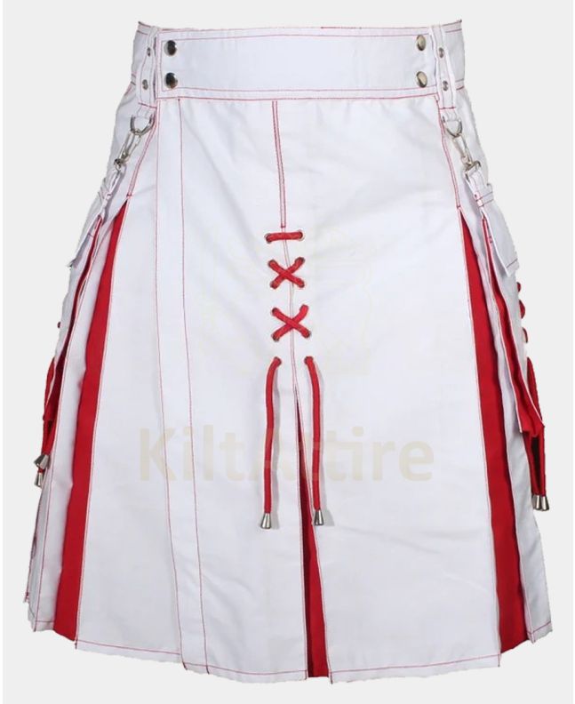 Men's White Hybrid Fashion Santa Claus Christmas Kilt