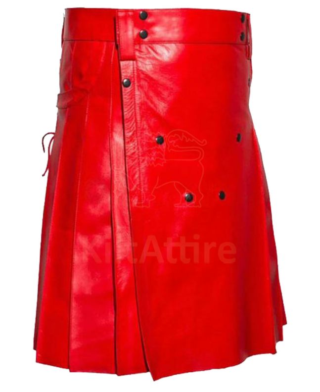 Modern Red Leather Kilt