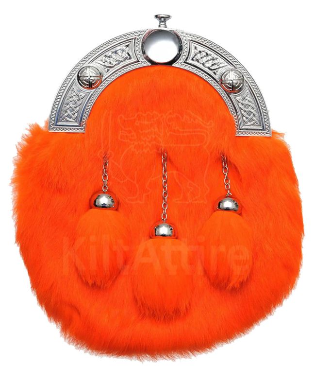 Orange Rabbit Fur Sporran 