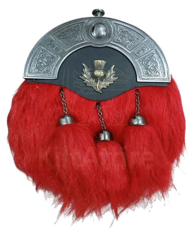 Red Synthetic Fur Sporran 