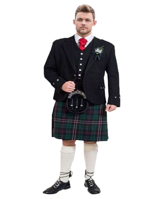 Scottish Black Argyll Jacket Kilt Outfit Package
