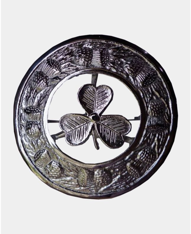 Shamrock Kilt Fly Plaid Brooch