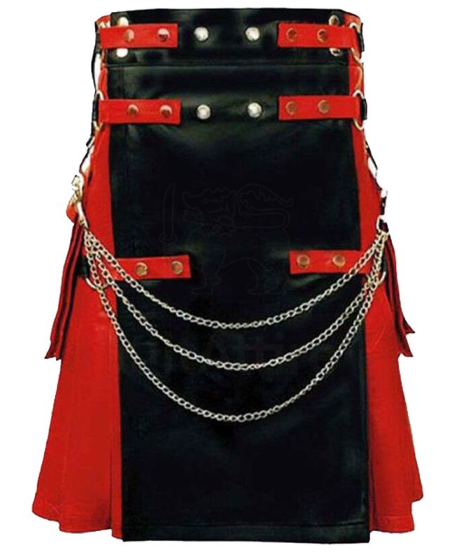 Trendy Black And Red Gothic Hybrid Kilt 