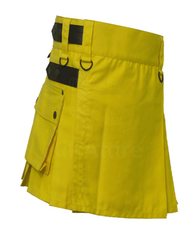 Women Yellow Color Utility Kilt