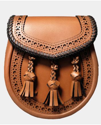 Artsian Classic Brogue Sporran in Tan Leather