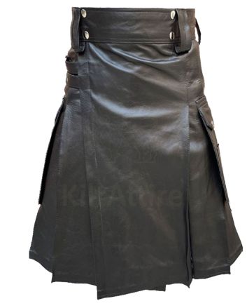 Black Leather Fashion Kilt