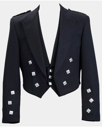 Black Prince Charlie Jacket and Waistcoat Set For Men