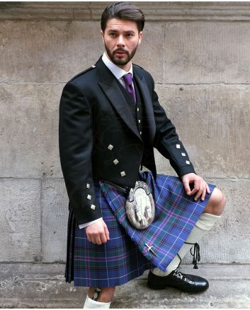 Black Prince Charlie Jacket with 5 Button Waistcoat Set