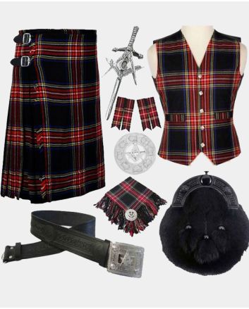 Black Stewart Tartan Kilt Package Deal