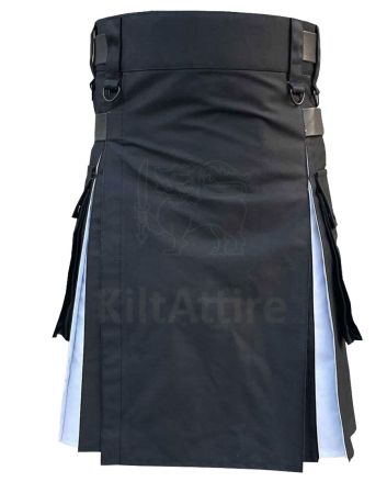 Black & White Simple 2 Side Pocket Utility Kilt