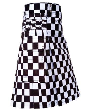 Black & White Utility Hybrid Kilt