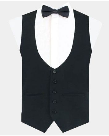 Black Wool Vest With Satin Linning