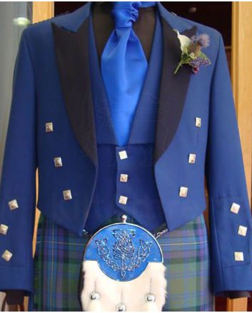 Blue Prince Charlie Kilt Jacket with Black Lapel