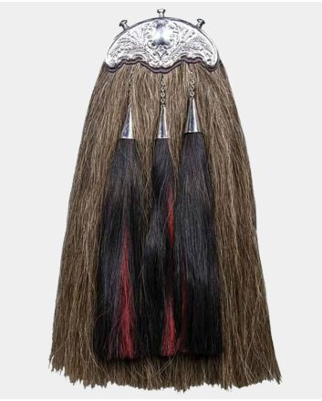 Brown Horse Hair sporran with 3 Black Tassels