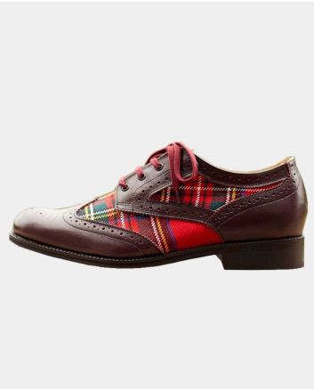 Brown Leather Tartan Scottish Ghillie Shoes