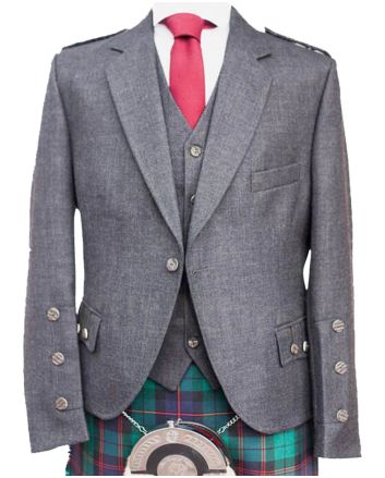 Charcoal Grey Argyll Kilt Jacket and Waistcoat