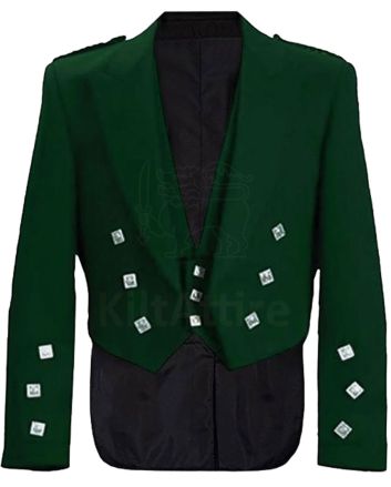 Dark Green Prince Charlie Jacket And Waistcoat