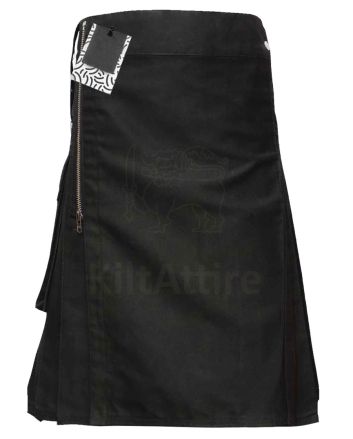 Gothic Fashion Black Utility Kilt
