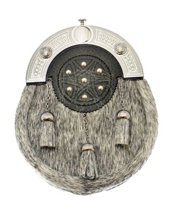 Grey Bovine Studded Button Full Dress Sporran