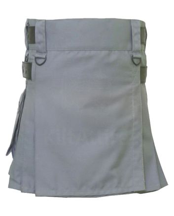 Grey Leather Strap Womens Utility Kilt