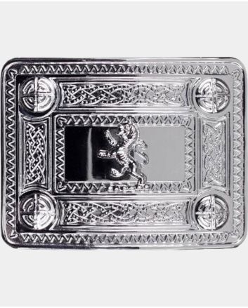 Lion Rampant Celtic Knot Belt Buckle-Chrome Finish
