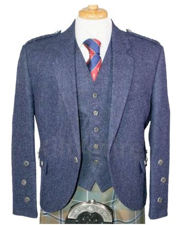 Lomond Blue Tweed Kilt Jacket and Waistcoat