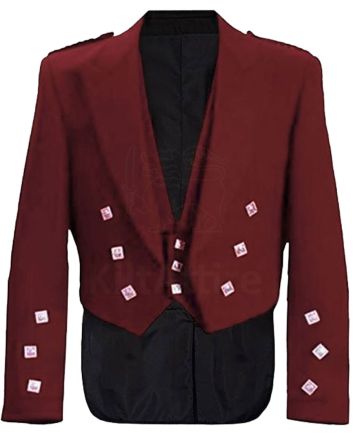 Maroon Prince Charlie Jacket And Waistcoat