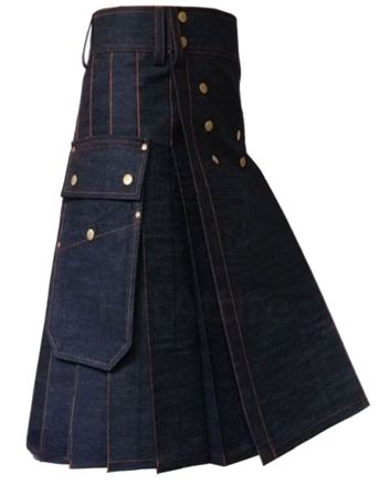 Mens Denim Utility Kilt