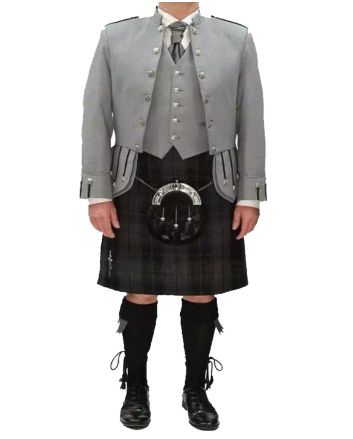 Men's Premium Traditional Scottish Grey Sheriffmuir Kilt Outfit