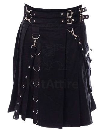 Modern Black Punk Utility Kilt
