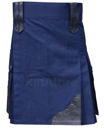 Modern Blue Utility Kilt For Men
