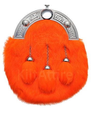 Orange Rabbit Fur Sporran 
