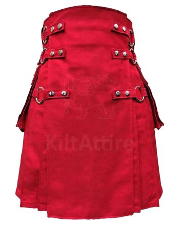 Red Canvas Cloth Straps Utility Kilt