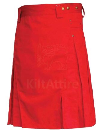 Red Color Latest Stylish Mens Utility Kilt