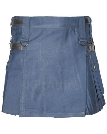 Short Womens Navy Four Straps Utility Kilt