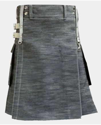 Stylish Grey Denim Kilt for Women