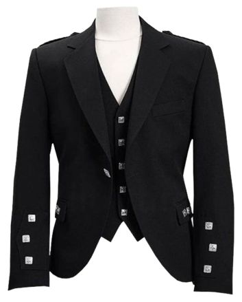 Black Tweed Argyll Jacket And Vest- Made To Measure
